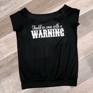 Graphic Off Shoulder Top Small Black